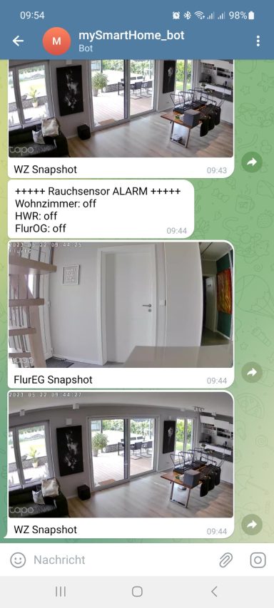 Smartpone Meldung bei Alarm